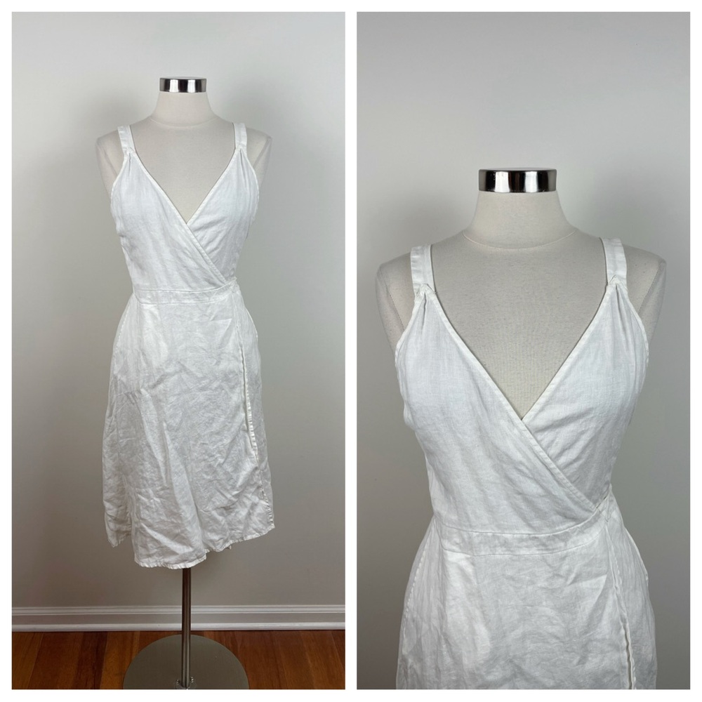 Calypso St. Barth Ivara Solid White Linen Wrap Dress New Women Small Designer